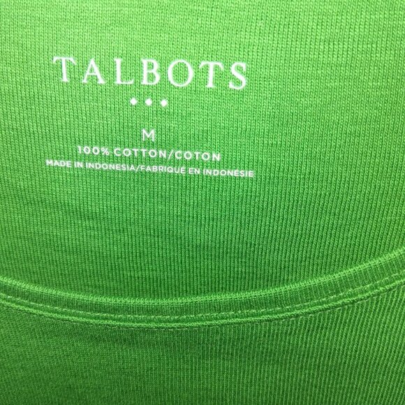 Talbots Round Neck Cotton Short Sleeve Tee Shirt NWT Sz M or LP Kelly Green - Picture 2 of 4